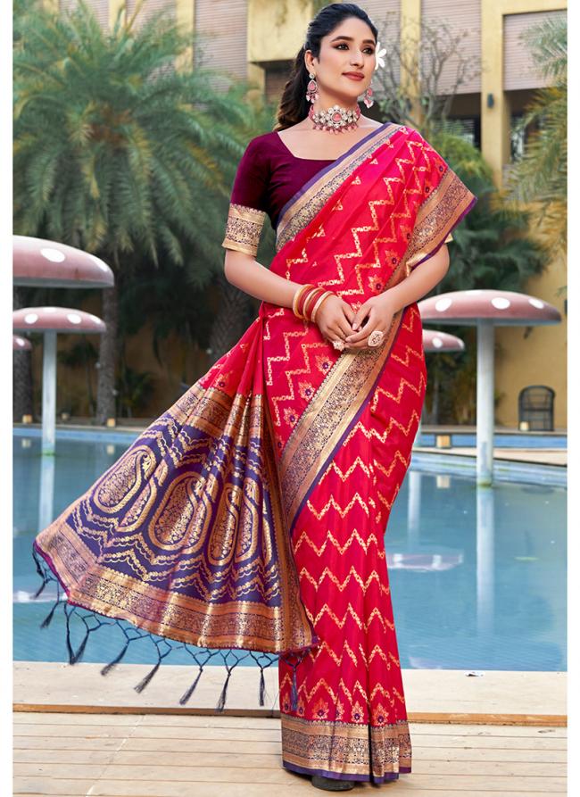 Banarasi Silk Rani Party Wear Weaving Saree
